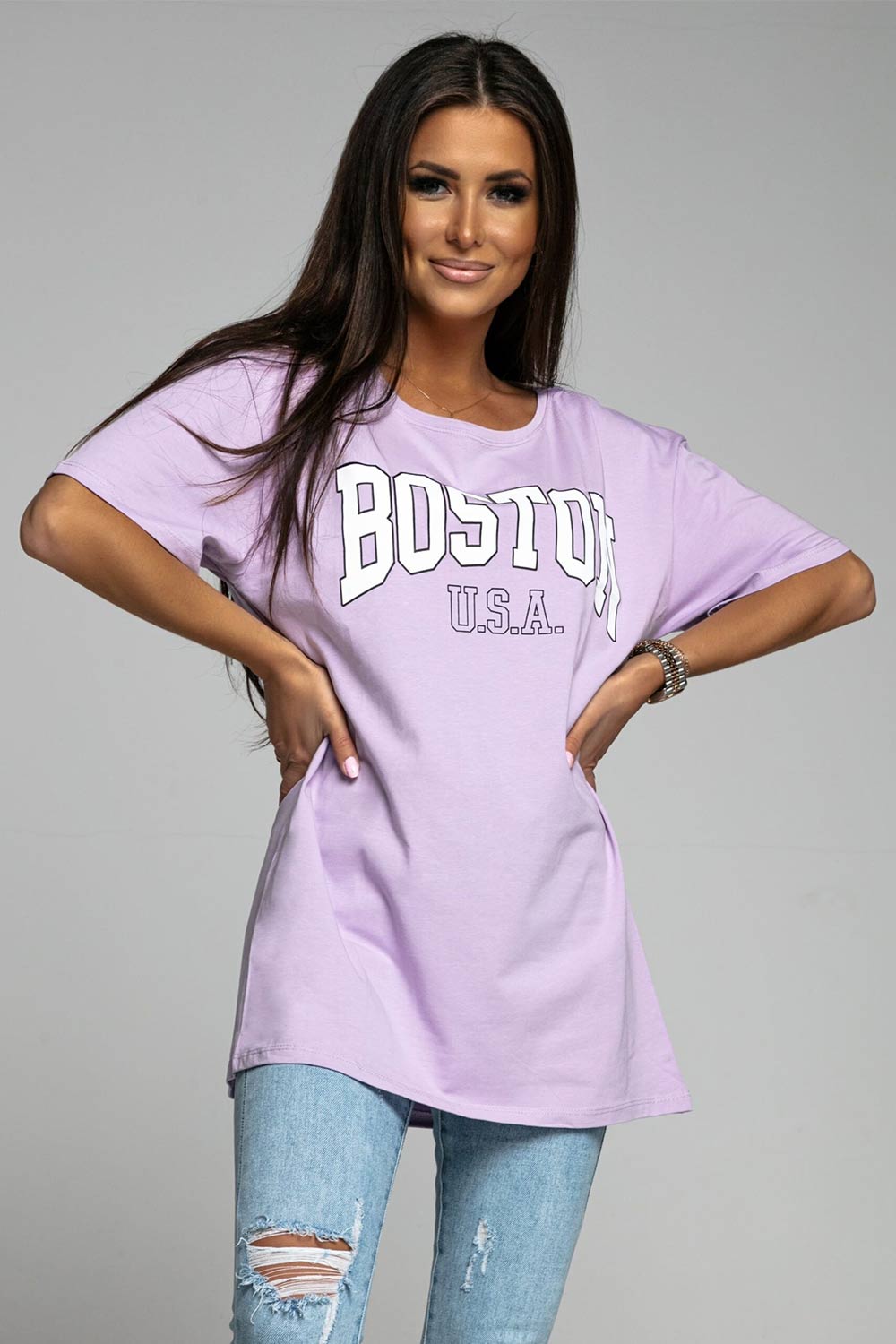 Oversize alyviniai marškinėliai "BOSTON"